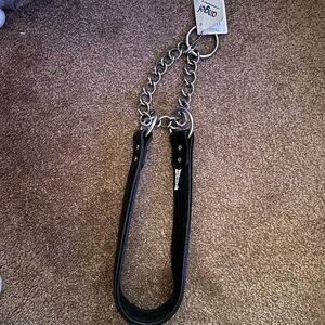 22" Black Leather Chain Dog Collar
